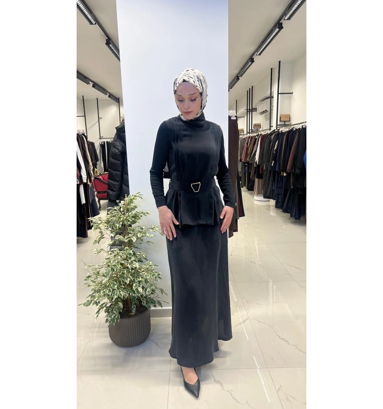 Kemerli Pile Detaylı Cupro Tunik T26Y-6003