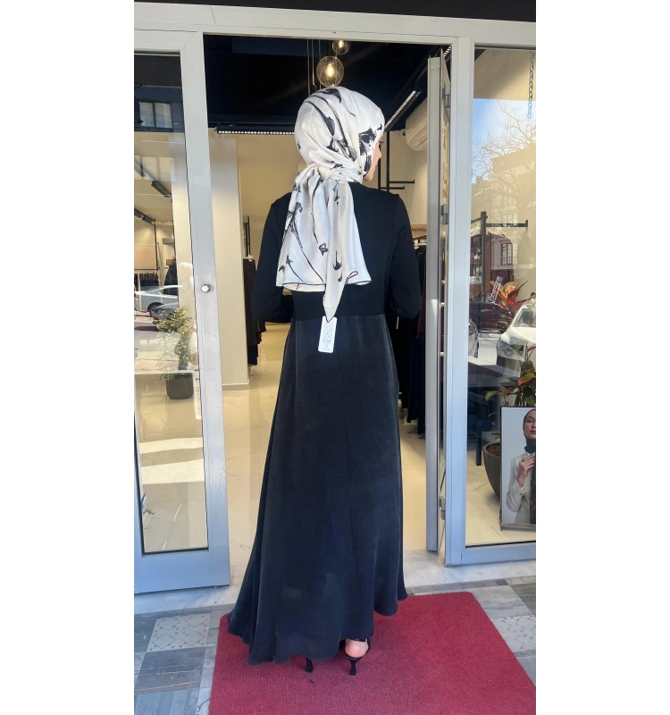 Pilise Detaylı Düz Renk Cupro Elbise T26Y-4011