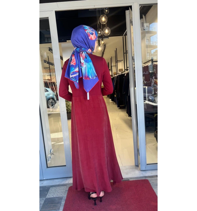 Pilise Detaylı Düz Renk Cupro Elbise T26Y-4011