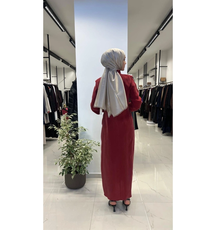 Aksesuar Detaylı Cupro Elbise T26Y-4014