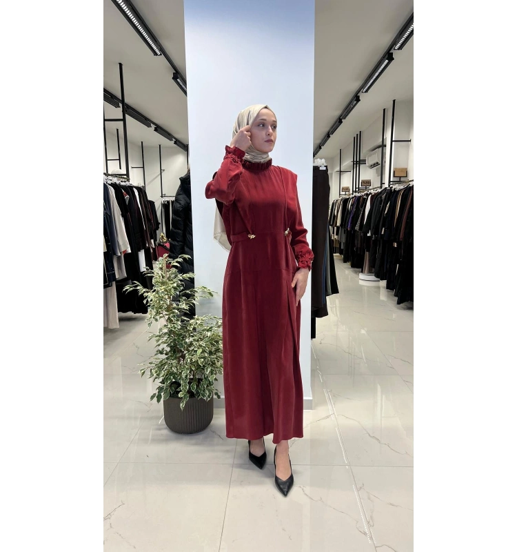 Aksesuar Detaylı Cupro Elbise T26Y-4014