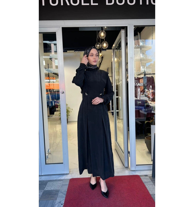 Aksesuar Detaylı Cupro Elbise T26Y-4014