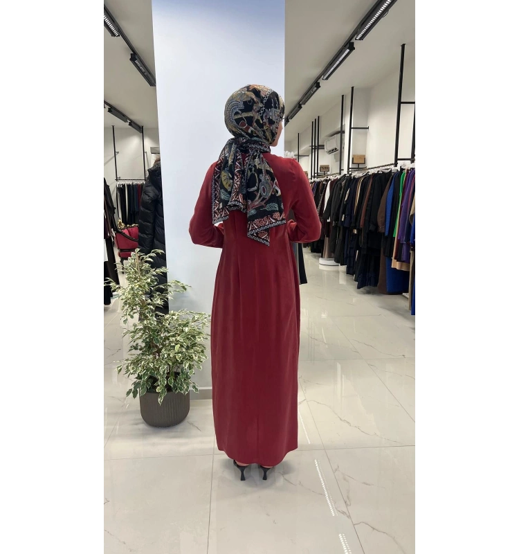 Pili Detaylı Düz Renk Elbise T26Y-4039