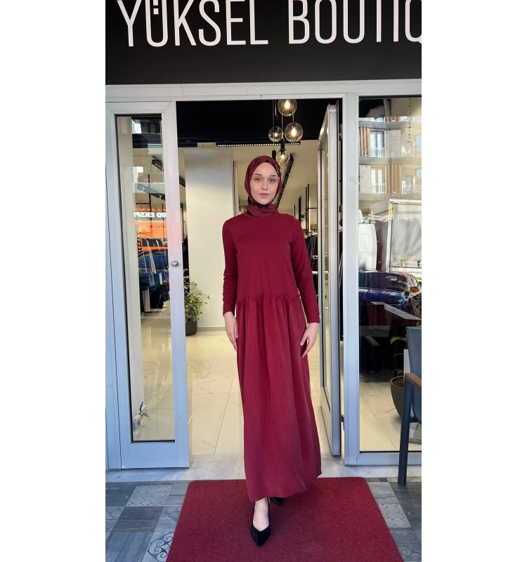 Büzgü Detaylı Triko Cupro Elbise T26Y-4038