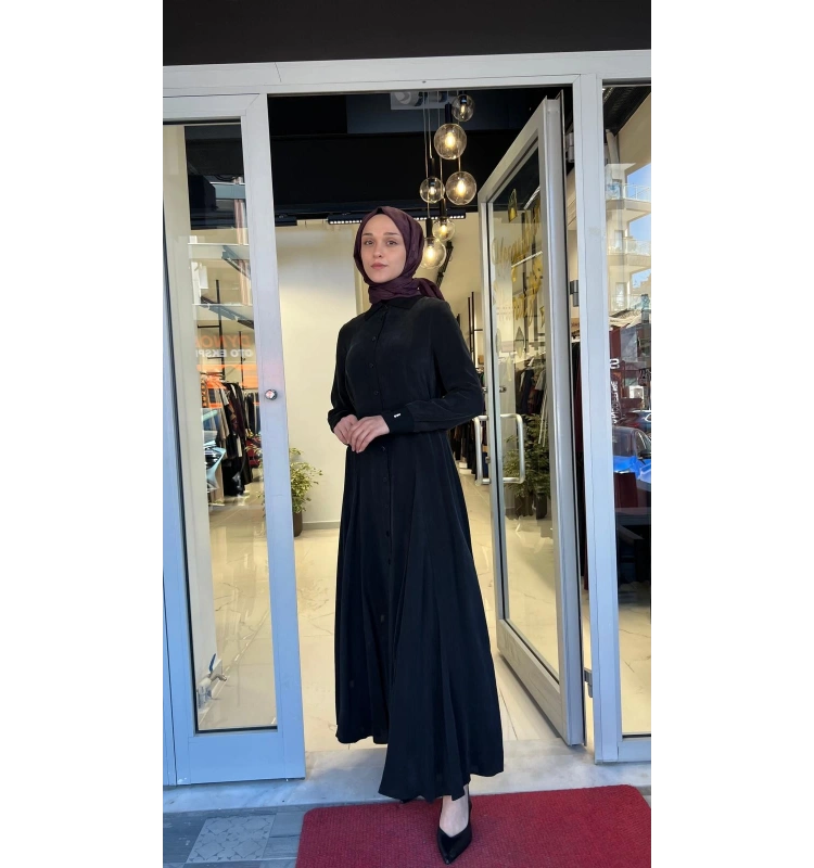 Yakası ve Bilekleri Triko Cupro Elbise T26Y-4010