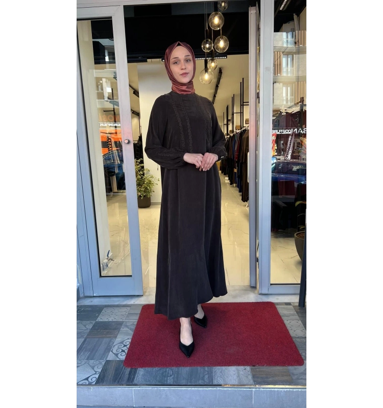 Nakış Detaylı Cupro Elbise T26Y-4015