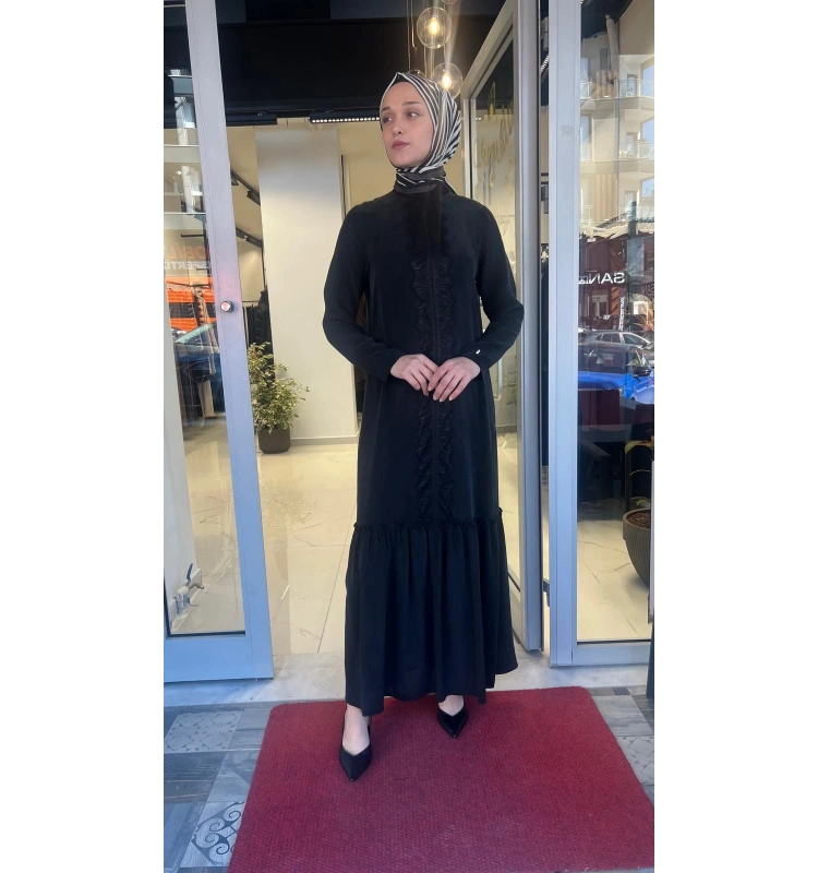 Önü Dantelli Cupro Elbise T26Y-4027