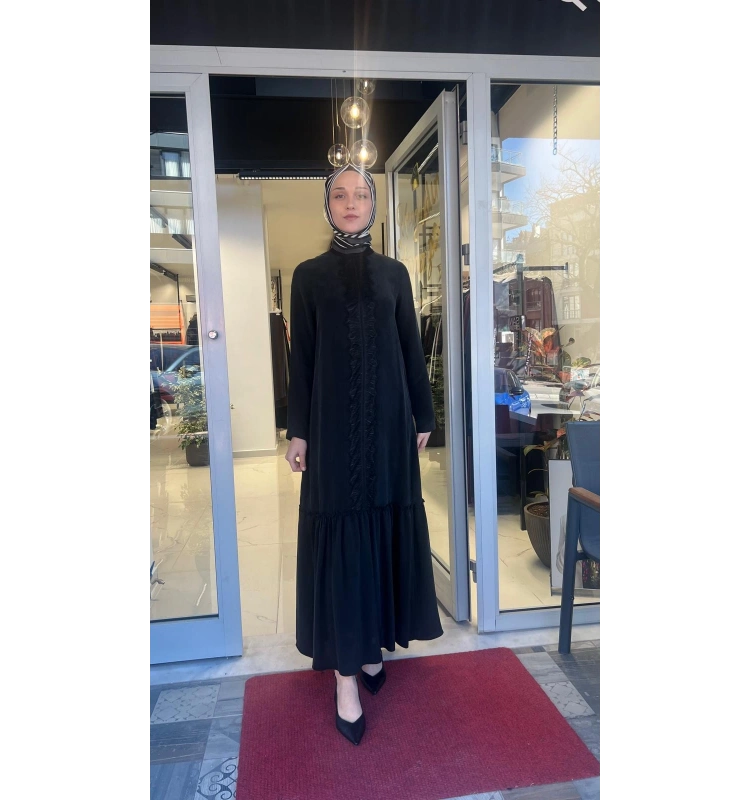 Önü Dantelli Cupro Elbise T26Y-4027