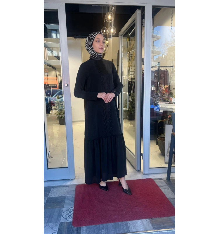 Önü Dantelli Cupro Elbise T26Y-4027