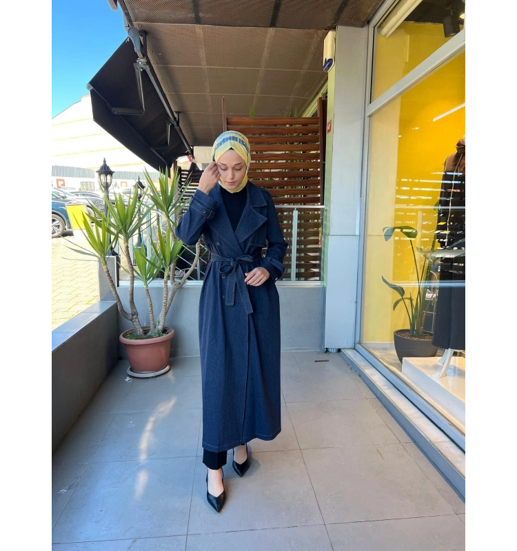 Düz Renk Denim Trençkot T26Y-8000