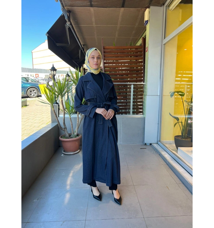 Düz Renk Denim Trençkot T26Y-8000