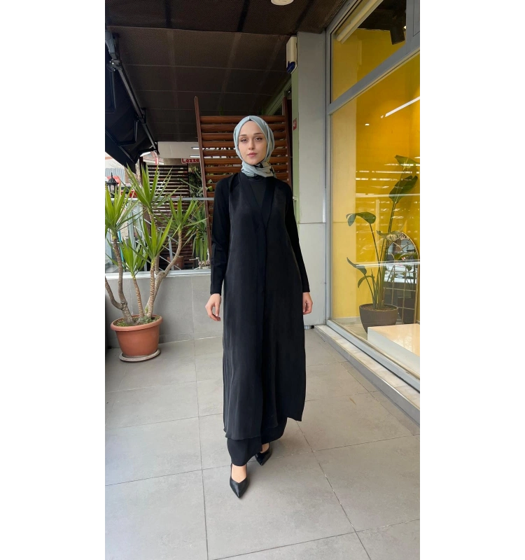 Triko Detaylı V Yaka Cupro Kap T26Y-9000