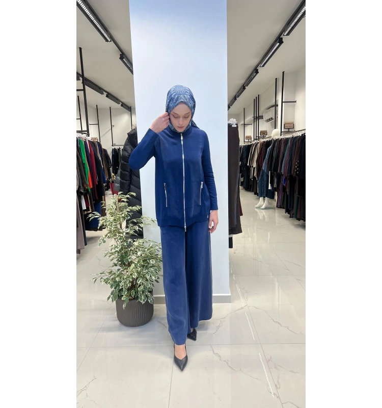 Fermuarlı Cupro Detaylı Triko Ceket T26Y-8203