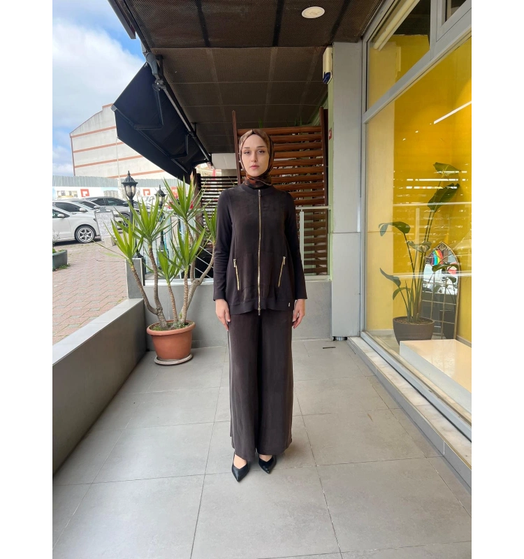 Fermuarlı Cupro Detaylı Triko Ceket T26Y-8203