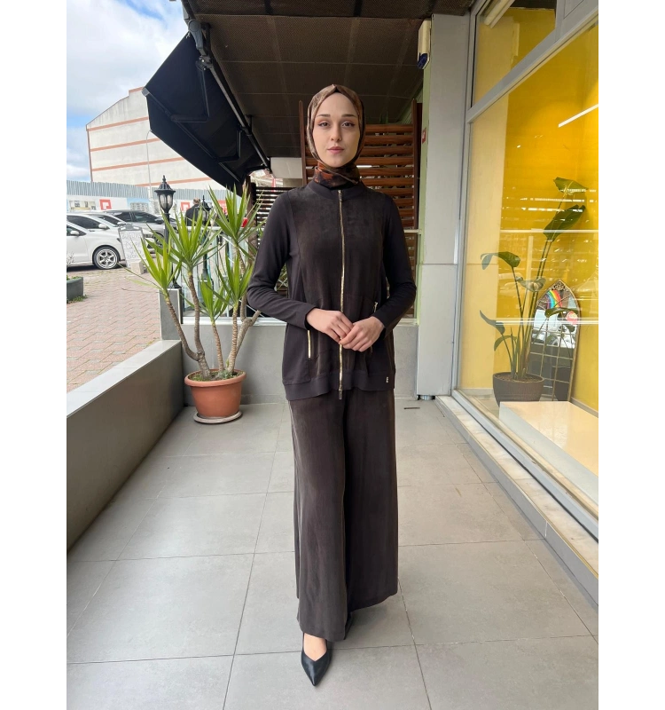 Fermuarlı Cupro Detaylı Triko Ceket T26Y-8203