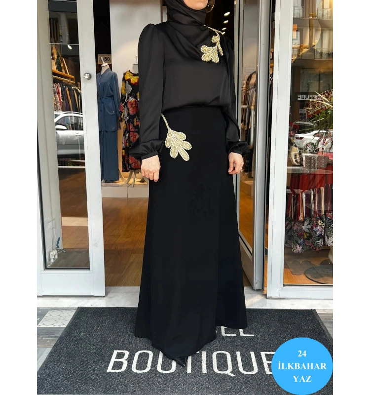 Jamıla Sarah Aplikeli Evaze Etek SS24-6012