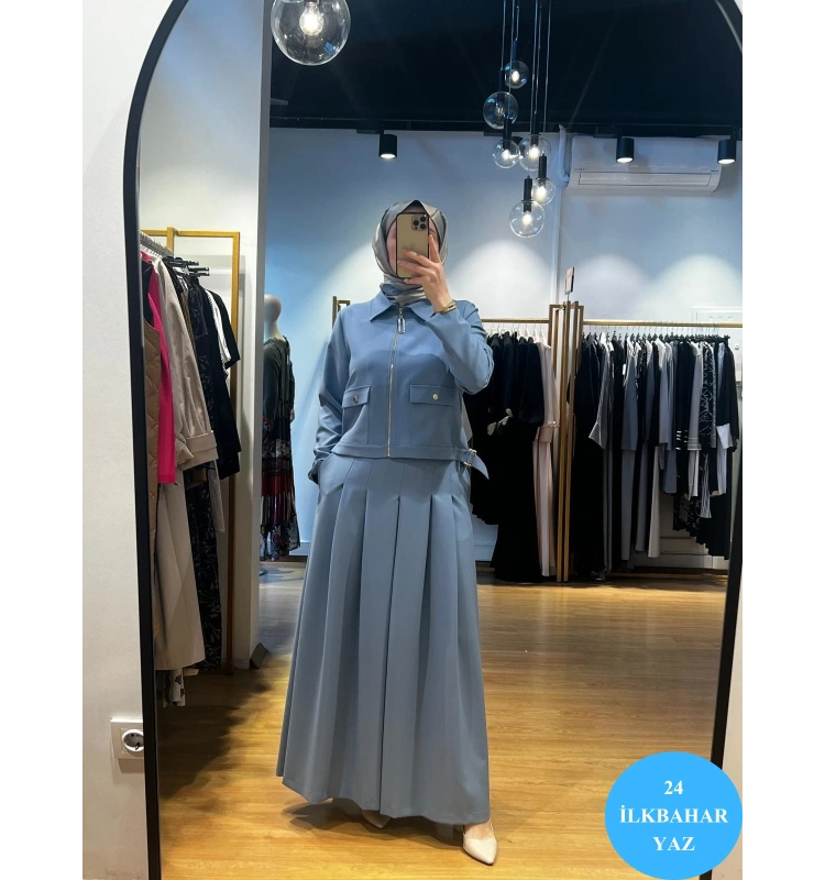 Jamıla Sarah Kısa Ceketli Pantolon Etek Takım SS24-9014