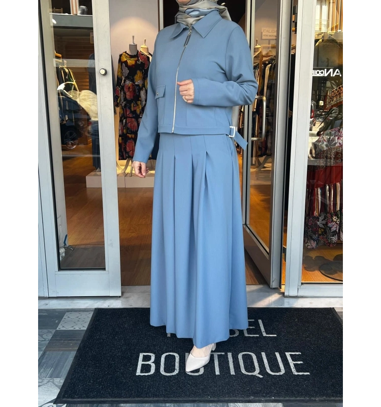 Jamıla Sarah Kısa Ceketli Pantolon Etek Takım SS24-9014