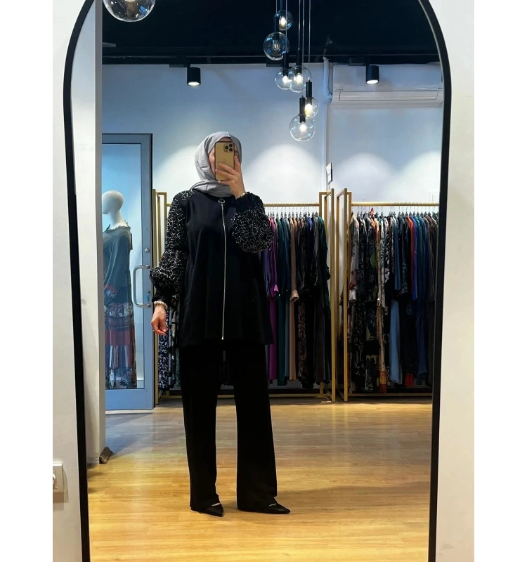 Jamıla Sarah Koll. Boncuk. İşl. Ferm. Kol Ucu Fırfırlı Eşofman Takımı SS24-9038