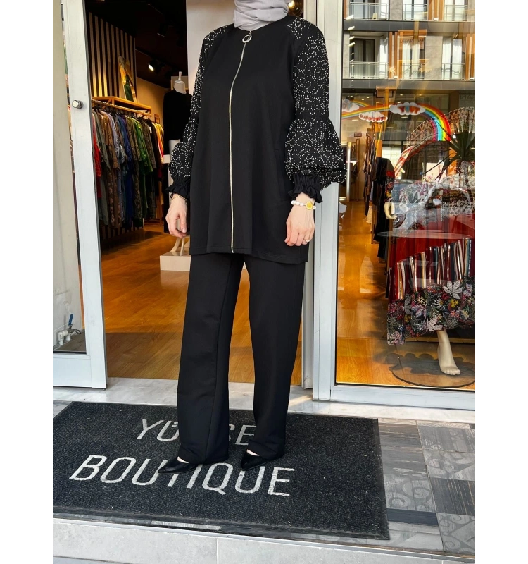 Jamıla Sarah Koll. Boncuk. İşl. Ferm. Kol Ucu Fırfırlı Eşofman Takımı SS24-9038