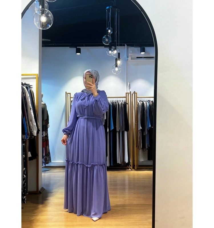 Jamıla Sarah Önü Büzgülü Fırfırlı Bağlamalı Elbise SS24-3025