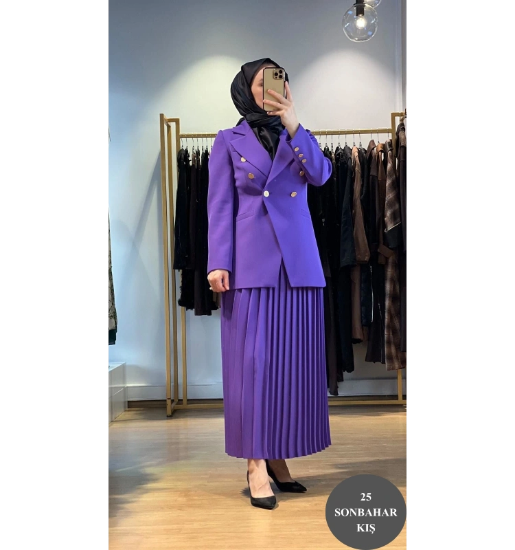 Jamıla Sarah Plise Etekli Blazer Takım FW25-9021