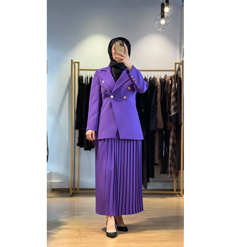 Jamıla Sarah Plise Etekli Blazer Takım FW25-9021