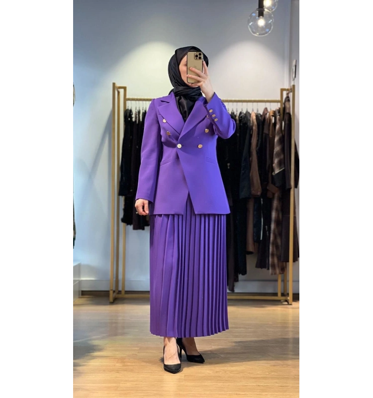 Jamıla Sarah Plise Etekli Blazer Takım FW25-9021
