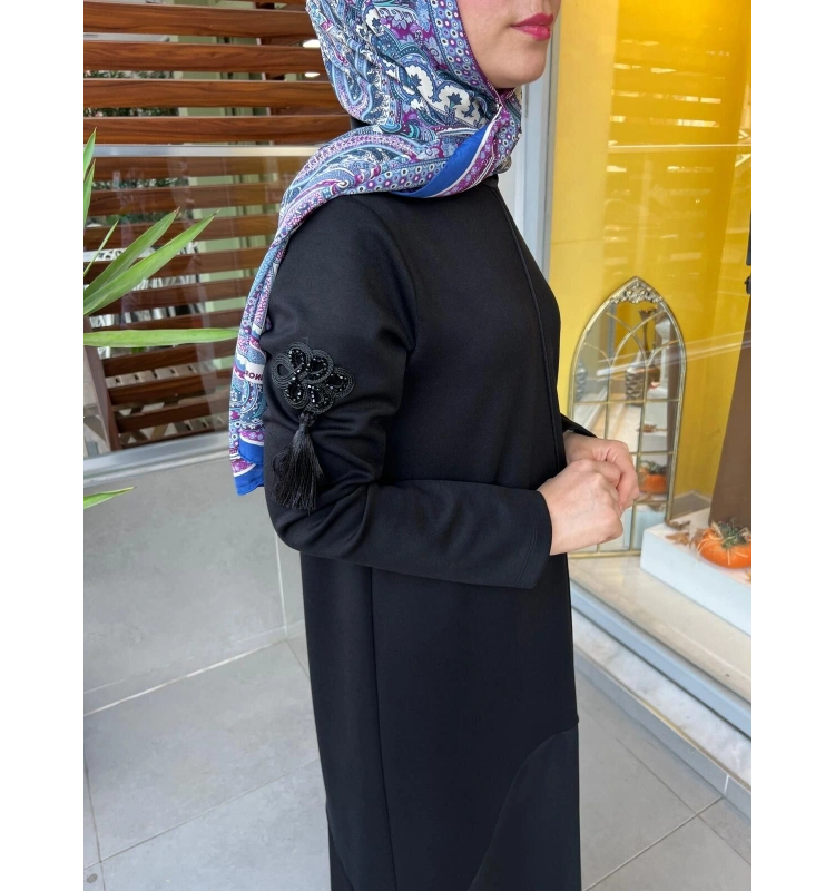 Mascara Dik Yaka Kollar Aksesuarlı Elbise 56MK5101