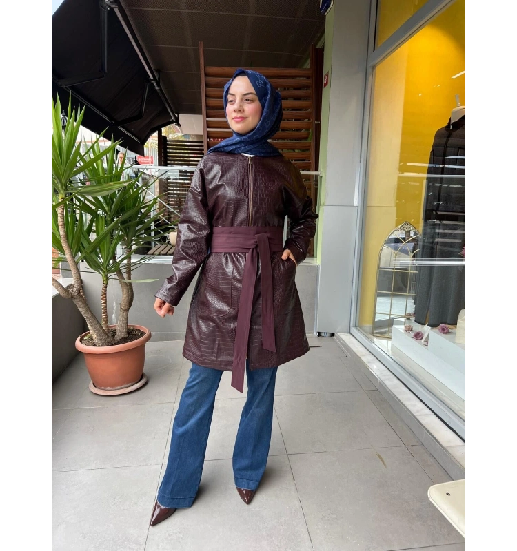 Mascara Kemerli Deri Görünümlü Ceket 56MK1101