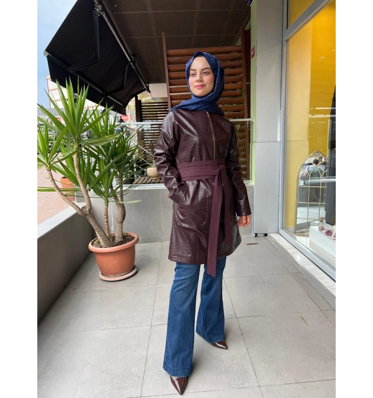 Mascara Kemerli Deri Görünümlü Ceket 56MK1101