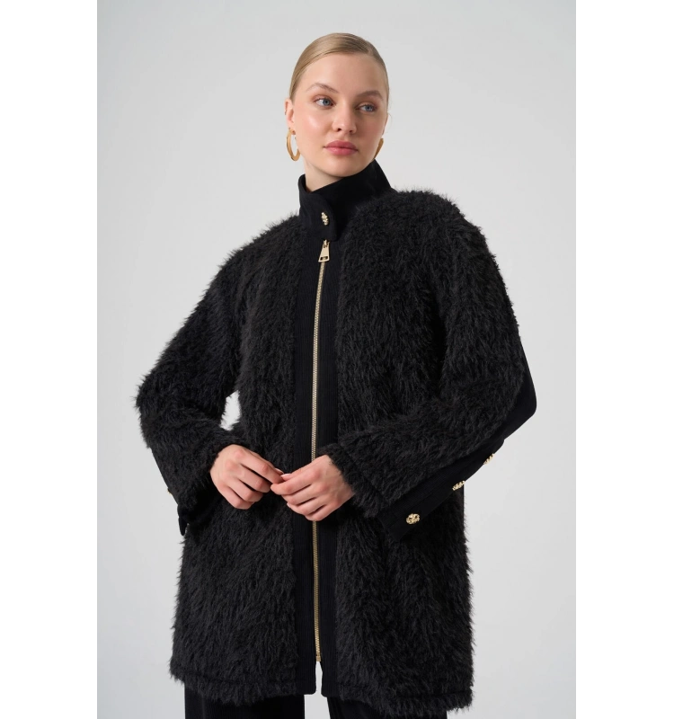 Mascara Kolları Düğme Detaylı Peluş Ceket 56MK1127