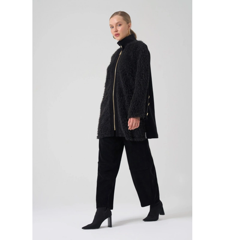 Mascara Kolları Düğme Detaylı Peluş Ceket 56MK1127