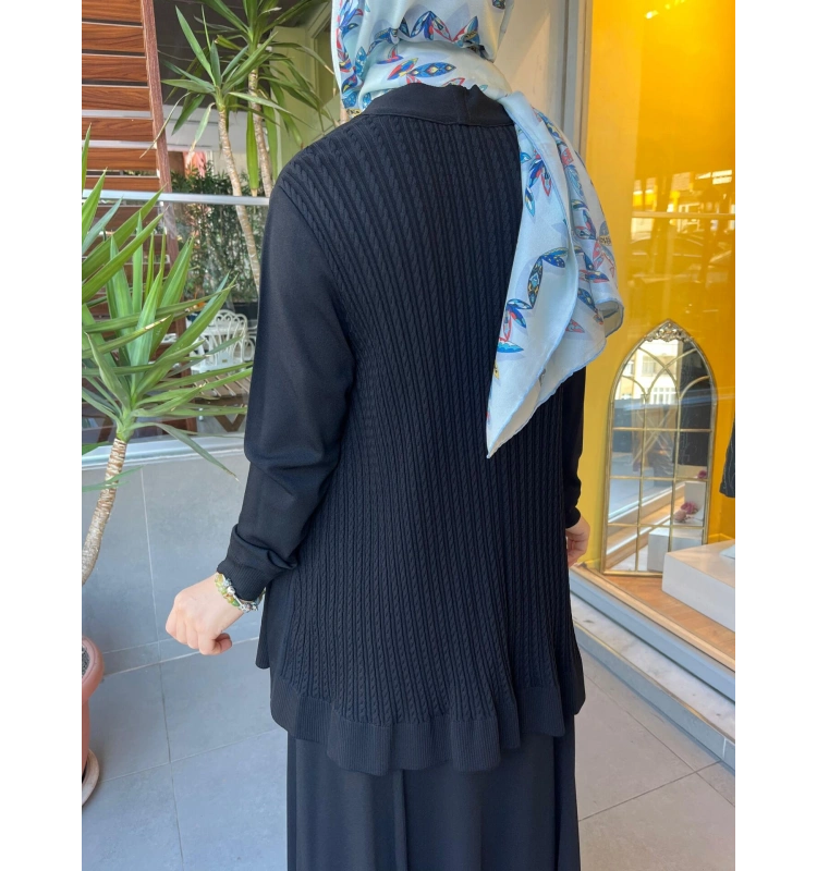 MissDalida Arkası Örgü Motifli Hırka Takım T25PF-0002