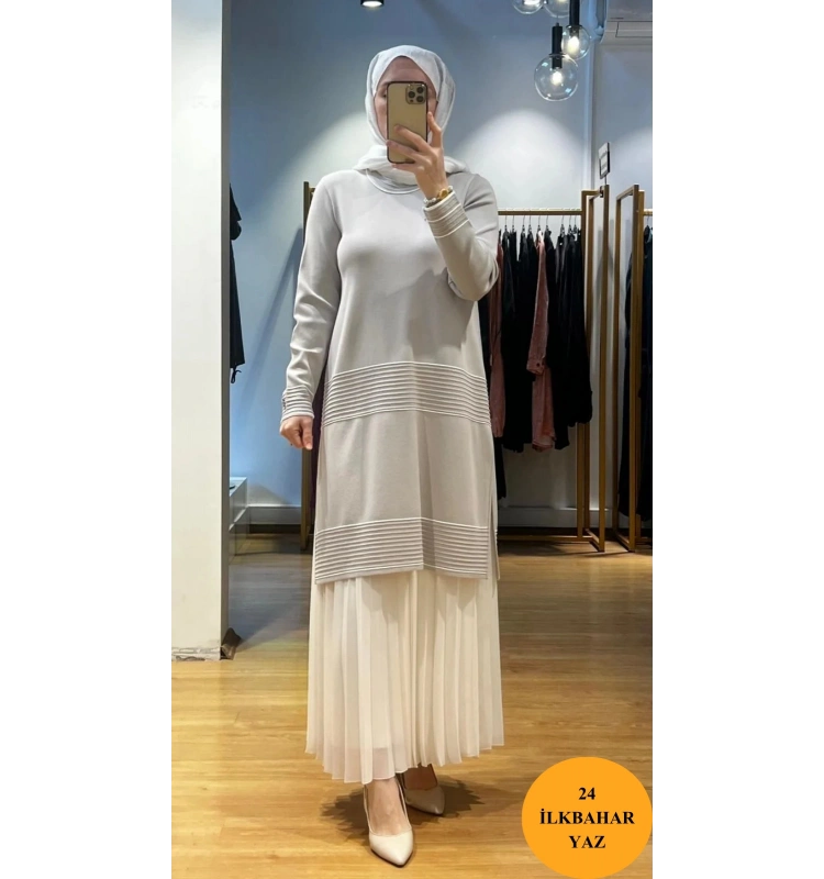 MissDalida Bekletme ve Çizgi Detay. Triko Tunik T24Y-6023