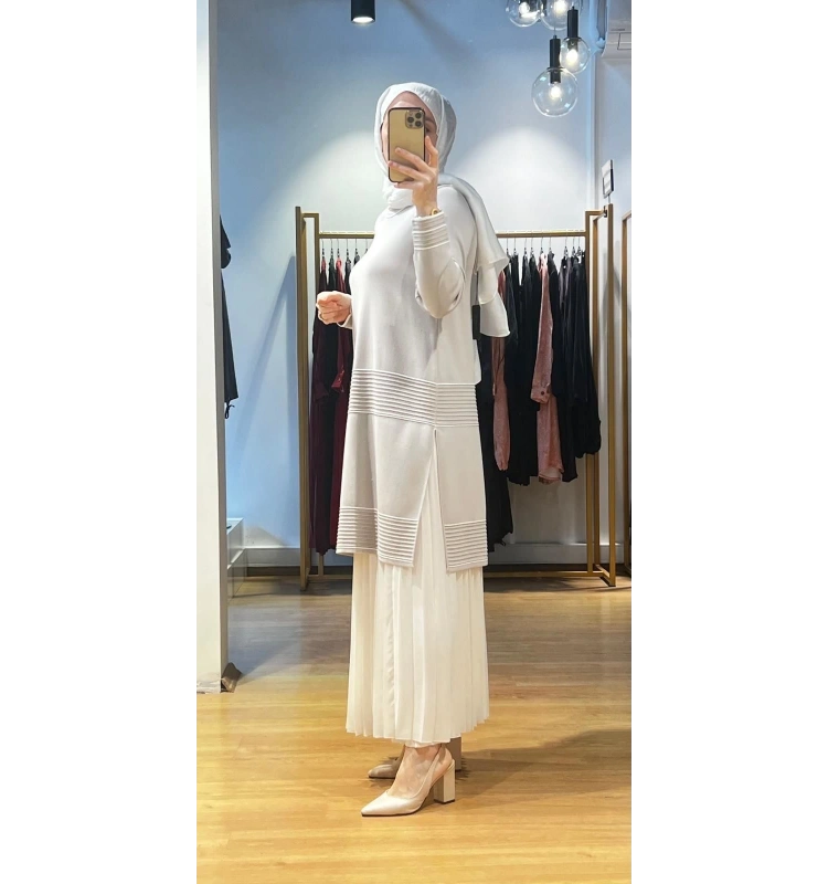 MissDalida Bekletme ve Çizgi Detay. Triko Tunik T24Y-6023