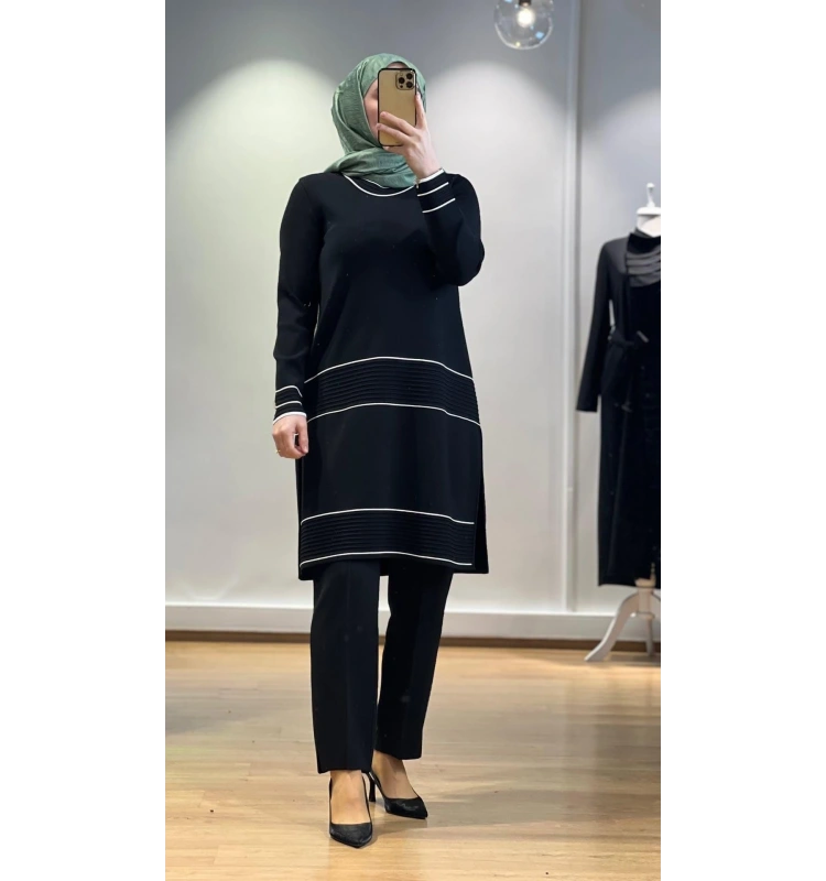 MissDalida Bekletme ve Çizgi Detay. Triko Tunik T24Y-6023