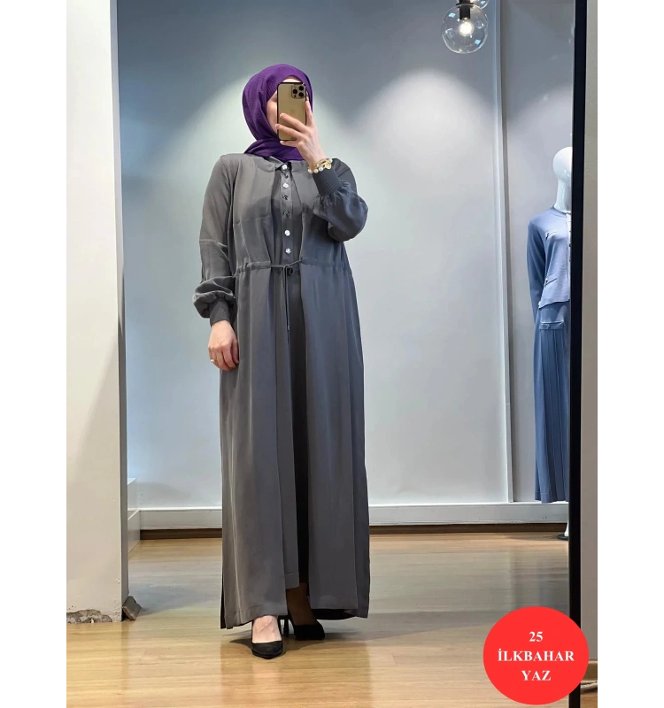 MissDalida Beli Bağcıklı Cupro Ceket 25Y-8002