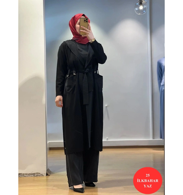 MissDalida Beli Lastikli Bol Paça Cupro Pantolon 25Y-7007