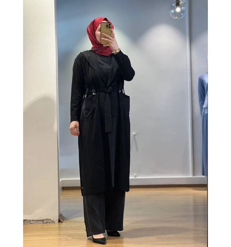 MissDalida Beli Lastikli Bol Paça Cupro Pantolon 25Y-7007