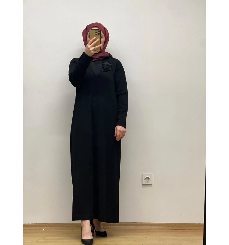 MissDalida Çiçek Broşlu Triko Elbise 25Y-4041