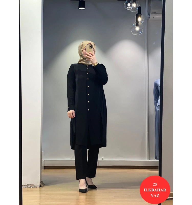 MissDalida Cupro Detaylı Top Düğmeli Triko Hırka 25Y-9014