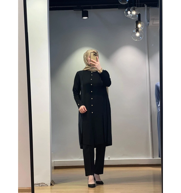 MissDalida Cupro Detaylı Top Düğmeli Triko Hırka 25Y-9014