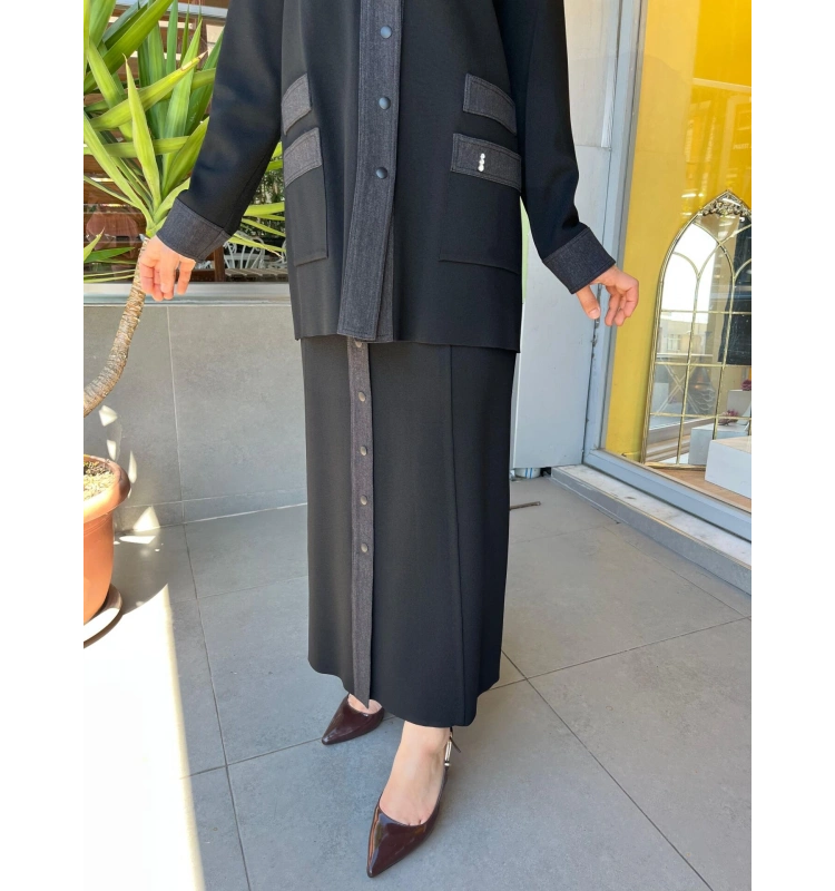 MissDalida Denim Detaylı Önü Düğmeli Etek T25PF-2010