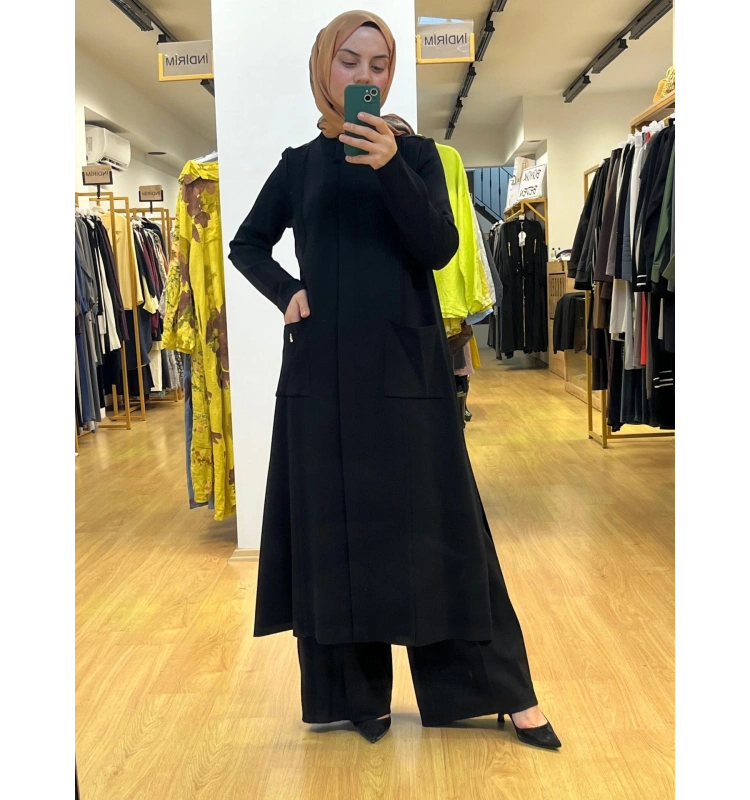 MissDalida Dik Yaka Uzun Triko Hırka T25PF-9011