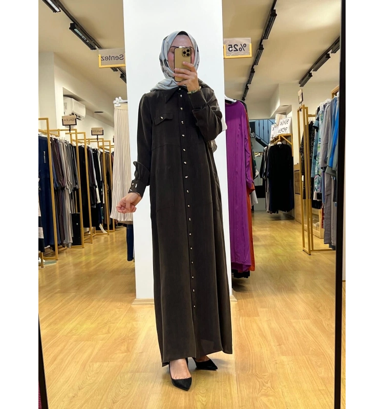 MissDalida Düğme Detaylı Cupro Elbise T25Y-8000