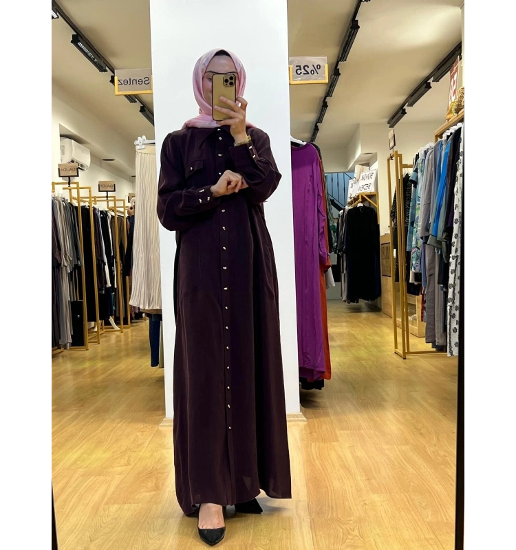 MissDalida Düğme Detaylı Cupro Elbise T25Y-8000