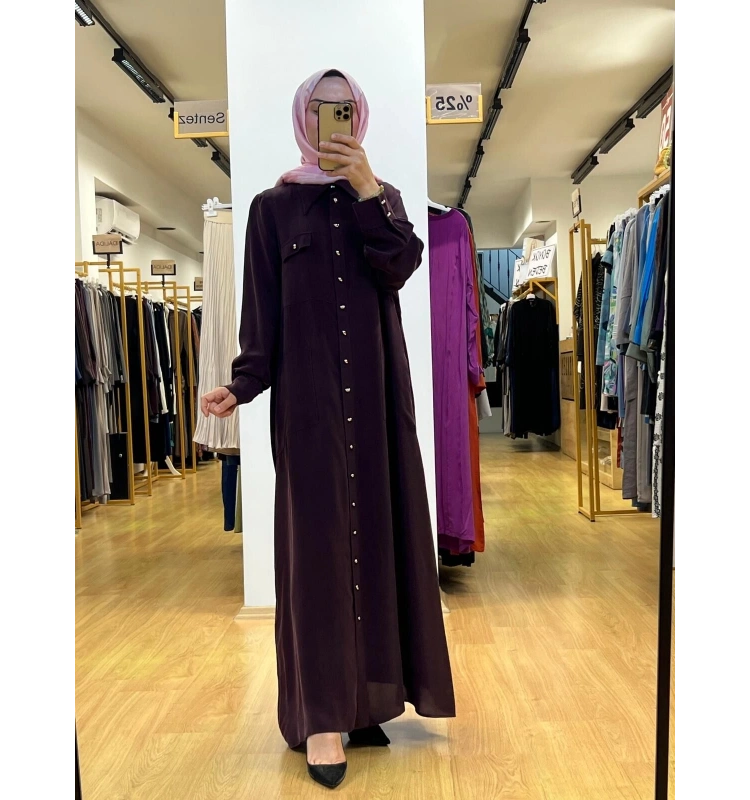 MissDalida Düğme Detaylı Cupro Elbise T25Y-8000