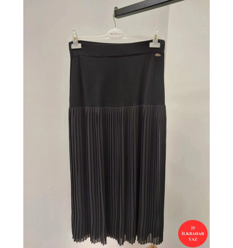 MissDalida Düz Renk Pilise Şifon Etek 25Y-2001