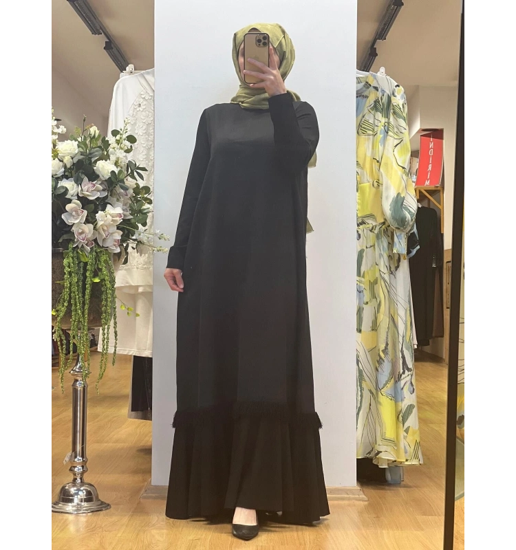 MissDalida Etek Ucu Püsküllü Keten Elbise T25Y-4069